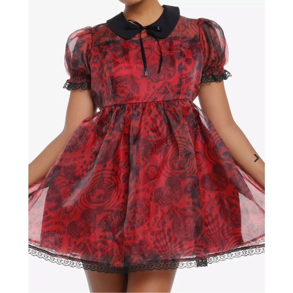 Hot Topic Social Collision Through The Looking Glass Organza  Dress Size Small